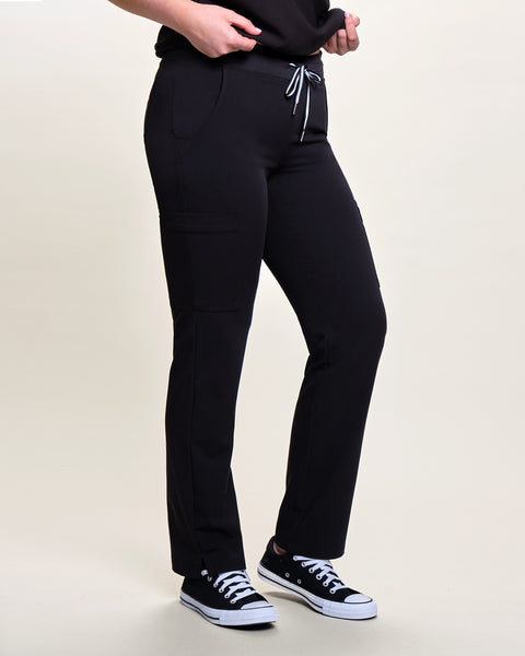 Health Pro Women's High Performance FLEXTECH 4-Way Stretch Energy Scrub  Pants - Black