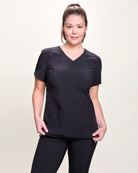 Women's Black V-Neck Scrub Top